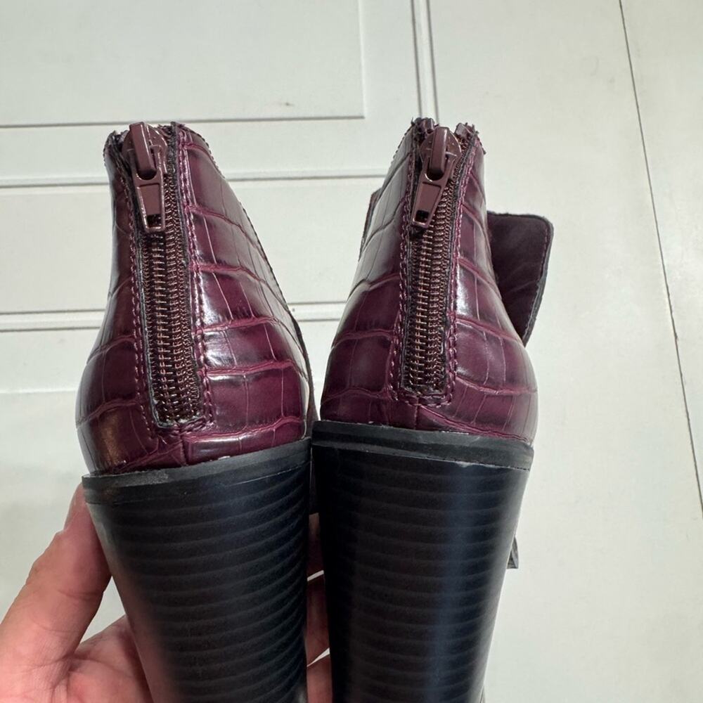 Dolce Vita DV Womens Size 8.5 Burgundy Suede Croc 3.5" Heel Ankle Bootie Shoes - Picture 7 of 7